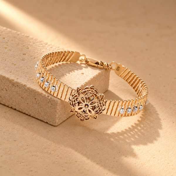 Floral Flower 925 Sterling Silver Intricate Filigree Bracelet For Women