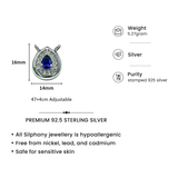 One-of One 92.5 Silver Teardrop Blue Simulant Sapphire Pendant Necklace