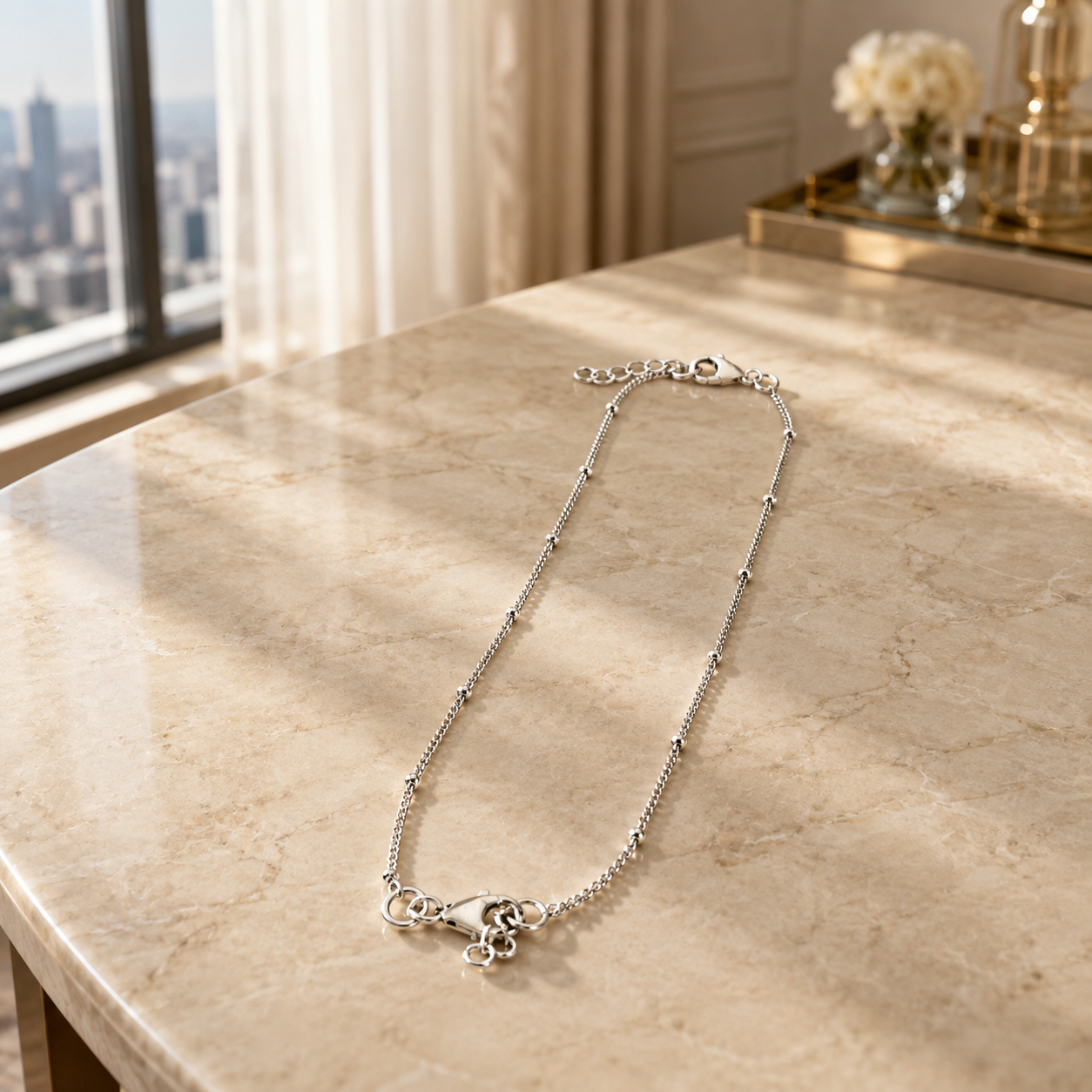 18 Inch 925 Sterling Silver Station Chain for Women