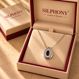 925 Silver Tear Drop Red Moissanite Pendant Chain for Women