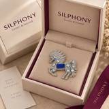 1.56 Ct Natural Diamond Winged Horse Pendant with & Blue Gemstone