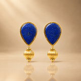 925 Silver Gold Plated Lapis Lazuli Teardrop Earrings
