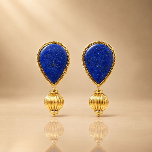 925 Sterling Silver Blue Teardrop Gemstone Dangle Earrings | Hallmarked
