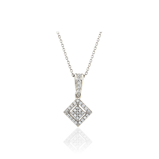 Celeste Diamond Frame Pendant Silver