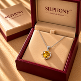 925 Silver Yellow Quartz Moissanite Chain Pendant