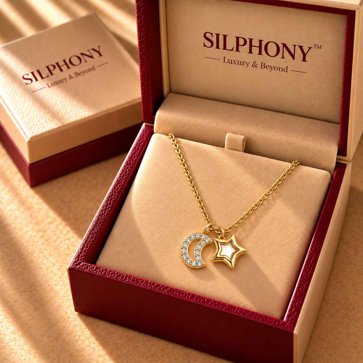 925 Silver Moissanite Star Moon Pendant Chain for Women