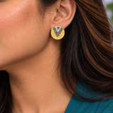 925 Silver Gold Plated Round Stud Earrings For Women