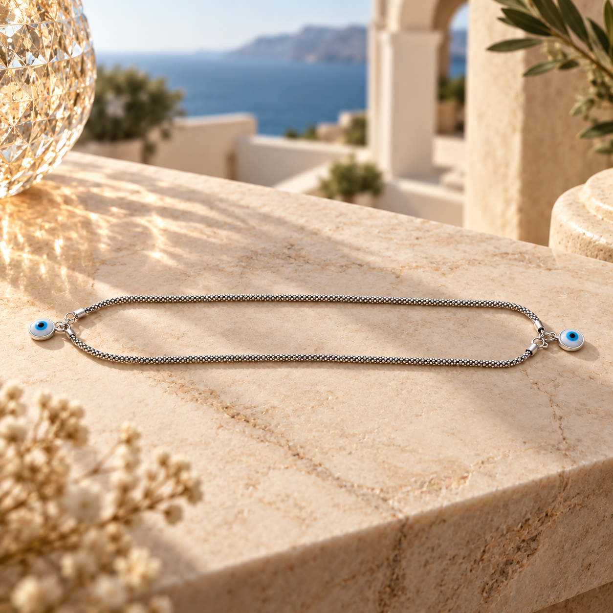 Evil Eye 925 Sterling Silver Anklet for Women