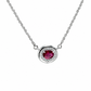 18 Inch 925 Sterling Silver Red Quartz & Moissanite Chain Pendant
