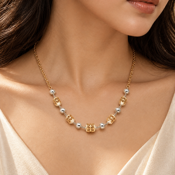 925 Sterling Silver 18-Inch Geometric Beaded Chain