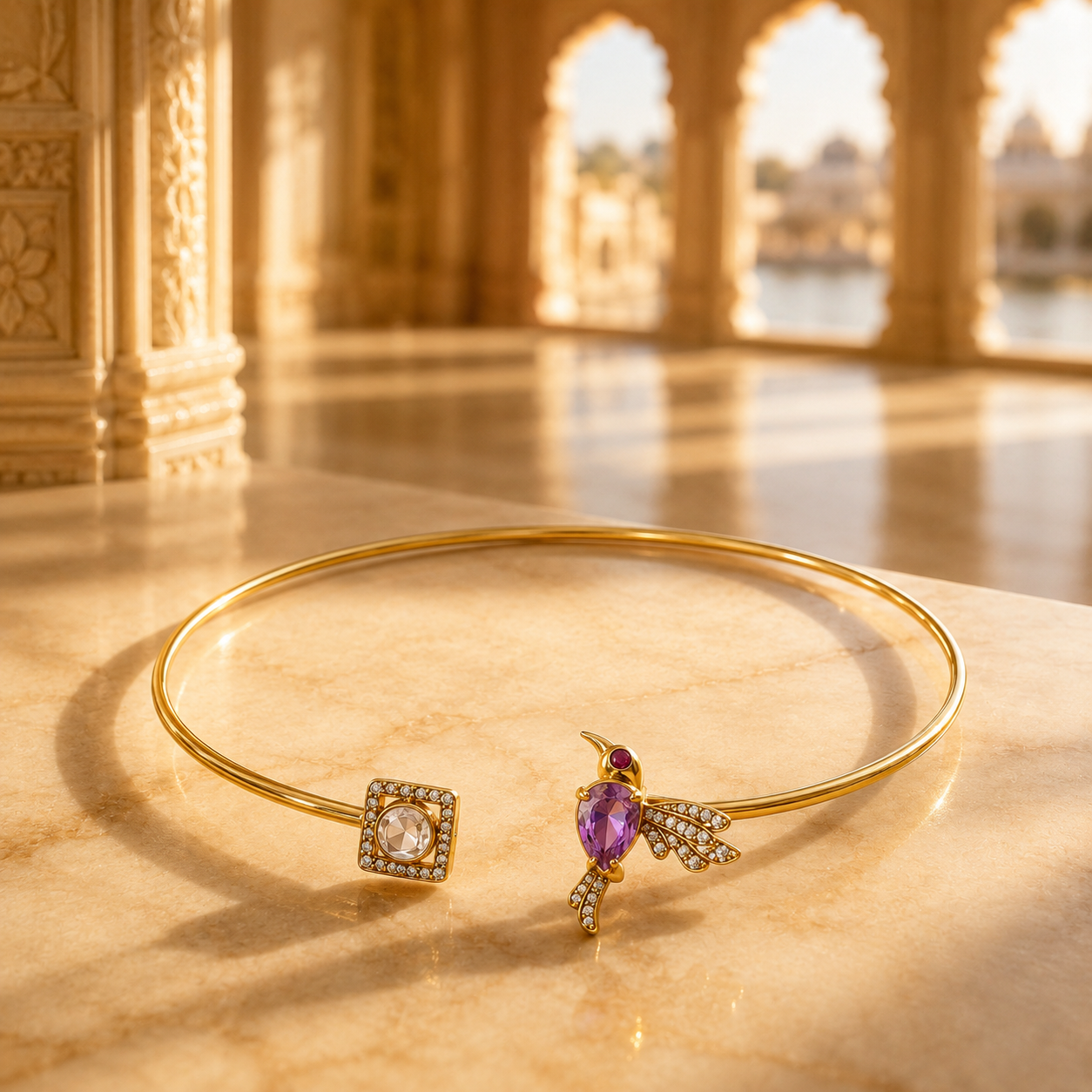 925 Sterling Silver Polki Moissanite Hasli