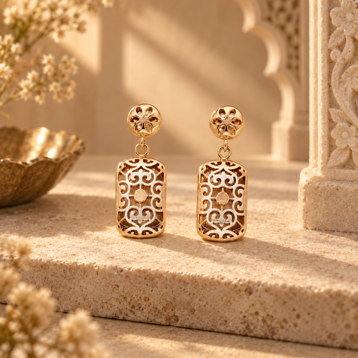 Floral 925 Sterling Silver Filigree Drop Earrings For Women