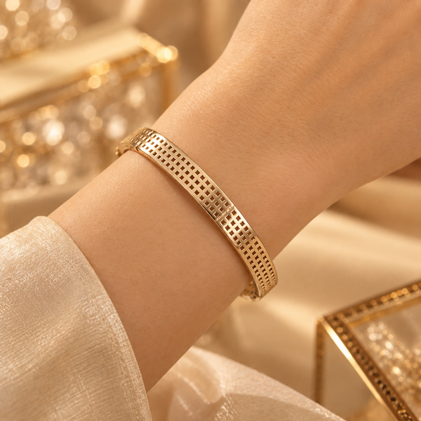925 Sterling Silver Openwork Bangle Bracelet For Women