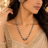 Pearl & Quartz Beaded Floral Link Chain | 925 Hallmarked Silver