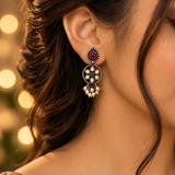 925 Silver Floral Pearl Drop Earrings