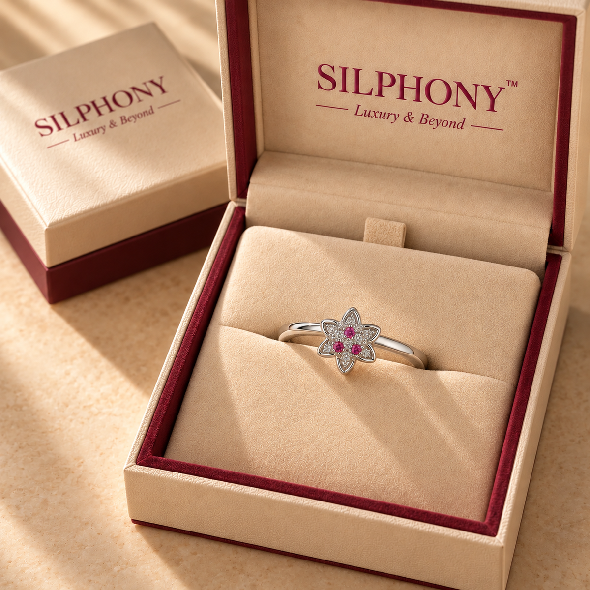 925 Sterling Silver Moissanite Flower Ring