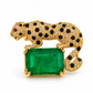 Leopard 925 Sterling Silver Moissanite & Quartz  Brooch | Green Stone Statement Jewellery