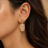 Rose Gold Floral Filigree Drop Earrings