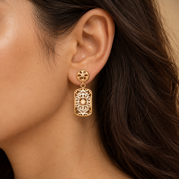 Floral 925 Sterling Silver Filigree Drop Earrings For Women