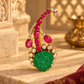 Floral 925 Sterling Silver Polki & Quartz Brooch |Green Carved Stone Statement | Hallmarked Jewellery