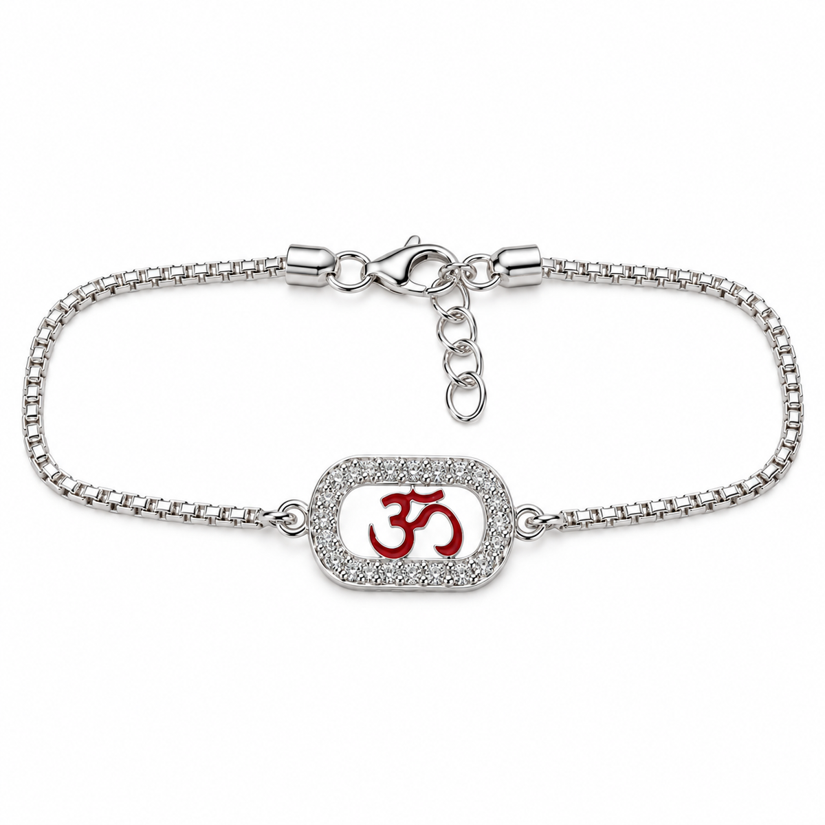 925 Sterling Silver Om with Moissanite Detailing Rakhi