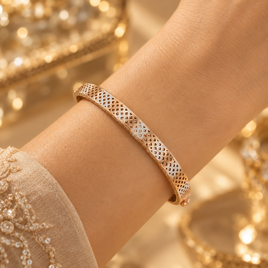 Rose Gold 925 Sterling Silver Geometric Openwork Bracelet