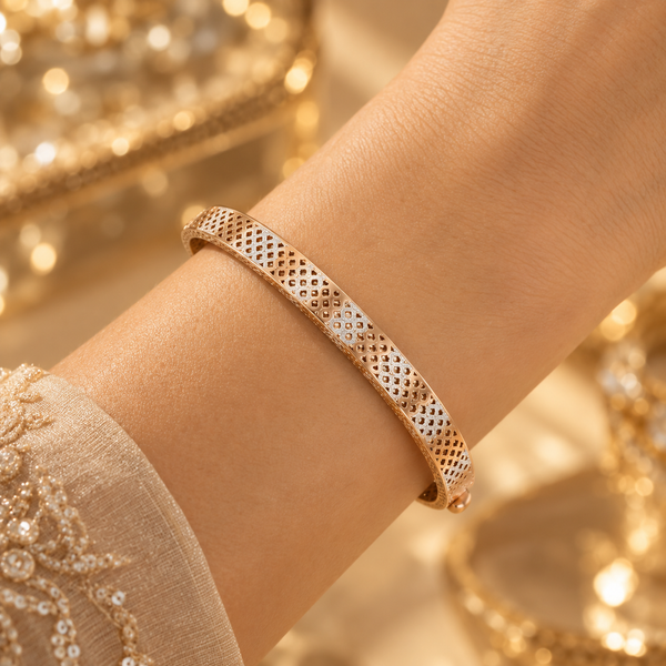 Rose Gold 925 Sterling Silver Geometric Openwork Bracelet