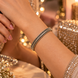 925 Sterling Silver Oxidized Beaded Bangles Set Of 2