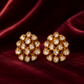 925 Sterling Silver Polki & Moissanite Stud Floral Statement Earrings
