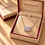 925 Sterling Silver Pink Quartz Moissanite Chain Pendant