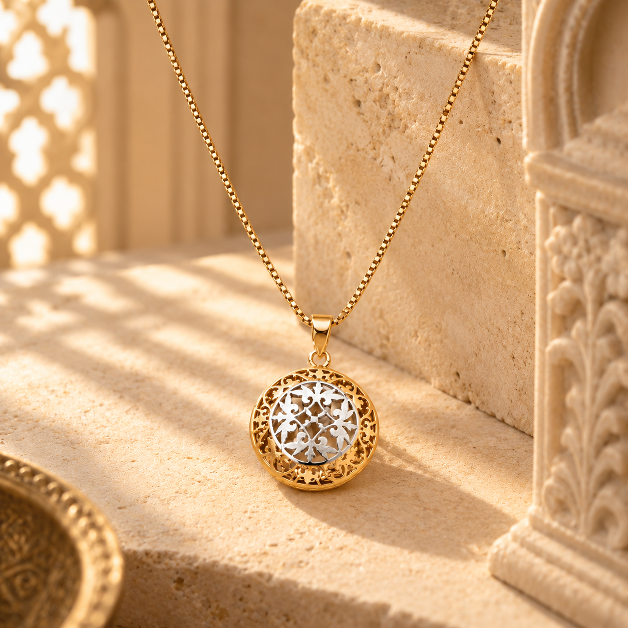 Floral 925 Sterling Silver Round Pendant | Hallmarked Jewellery