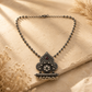 Floral 25 Sterling Silver Oxidized Paisley Pendant Necklace | Multicolour Stone & Pearl Fringe Indian Jewellery