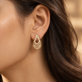 Rose Gold Filigree Teardrop Earrings