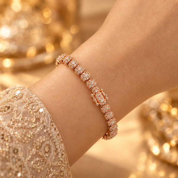 Floral Link 925 Sterling Silver Moissanite Bracelet For Women