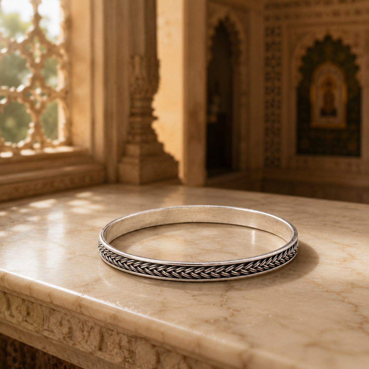 925 Sterling Silver Braided Bangle | Intricate Woven Pattern Hallmarked Silver Bracelet