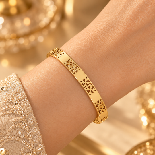 Rose Gold Cutout Geometric Bracelet for Women