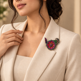 Enamel Floral Paisley Brooch For Women