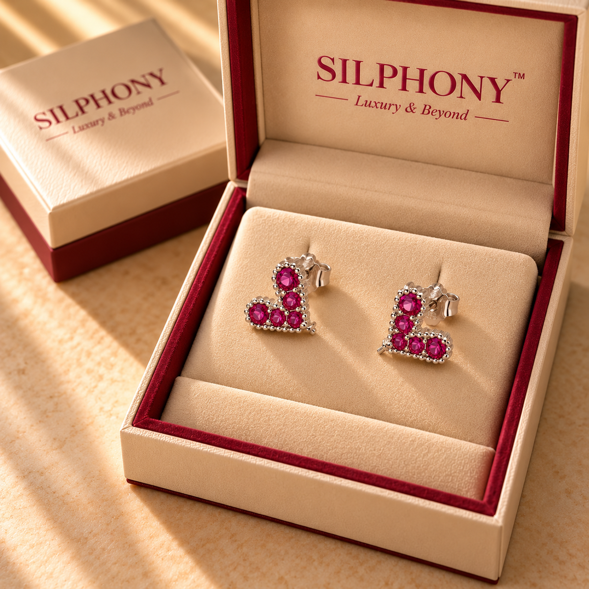 Pink Heart Moissanite Stud Earrings