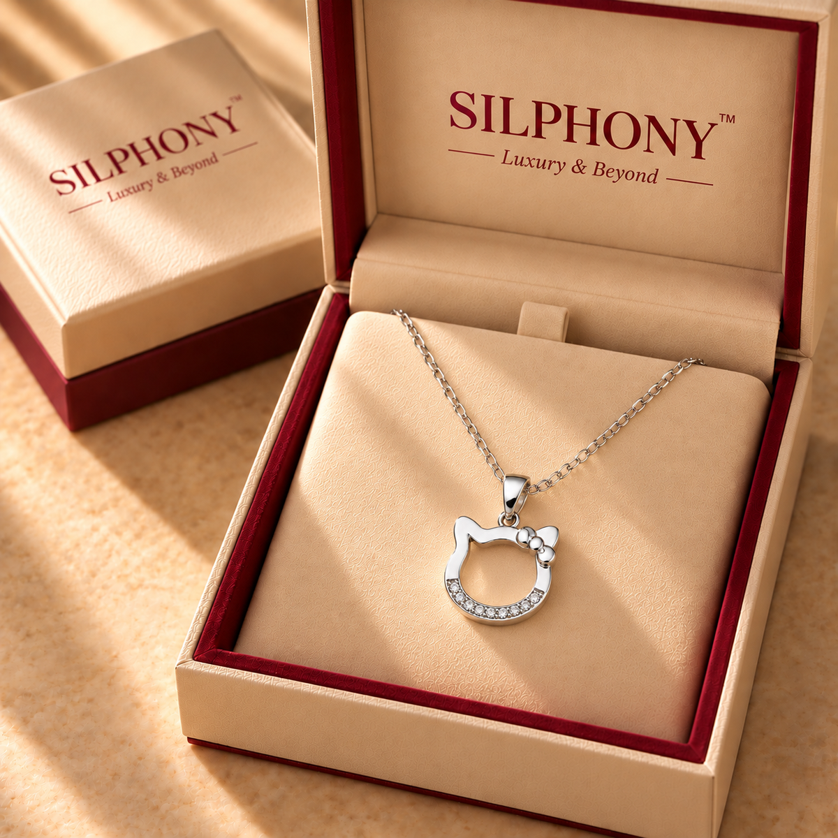 925 Silver Moissanite Kitty Pendant Chain