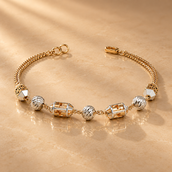 925 Sterling Silver Beaded Link Statement Bracelet