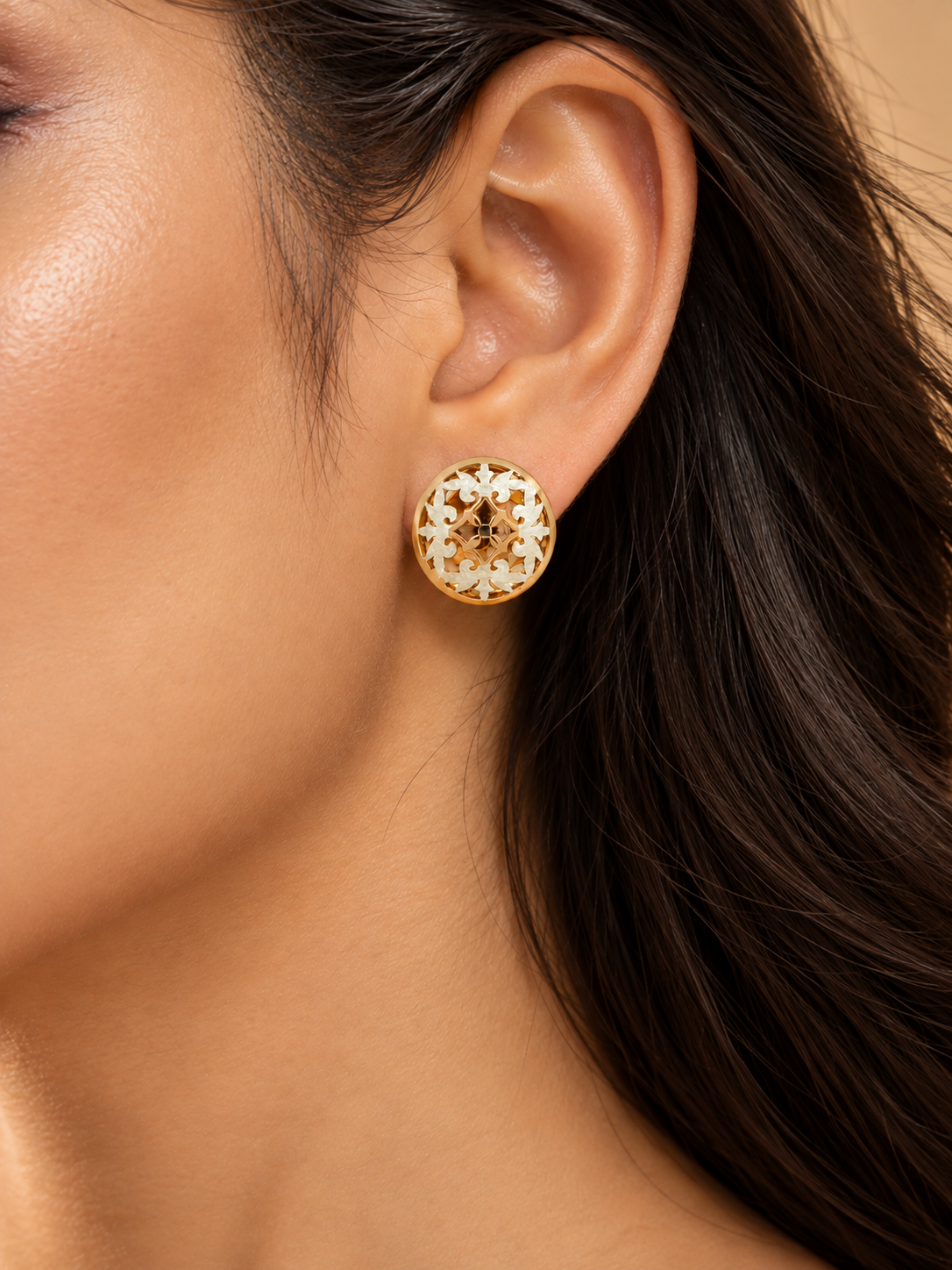 925 Silver Rose Gold Filigree Stud Earrings for Women