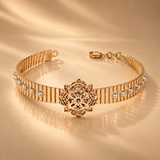 Rose Gold Floral Filigree Cuff Bracelet for Women
