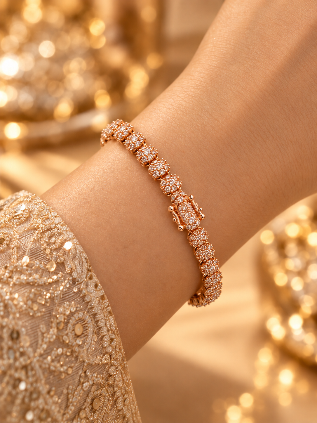 925 Silver Rose Gold Moissanite Tennis Bracelet for Women