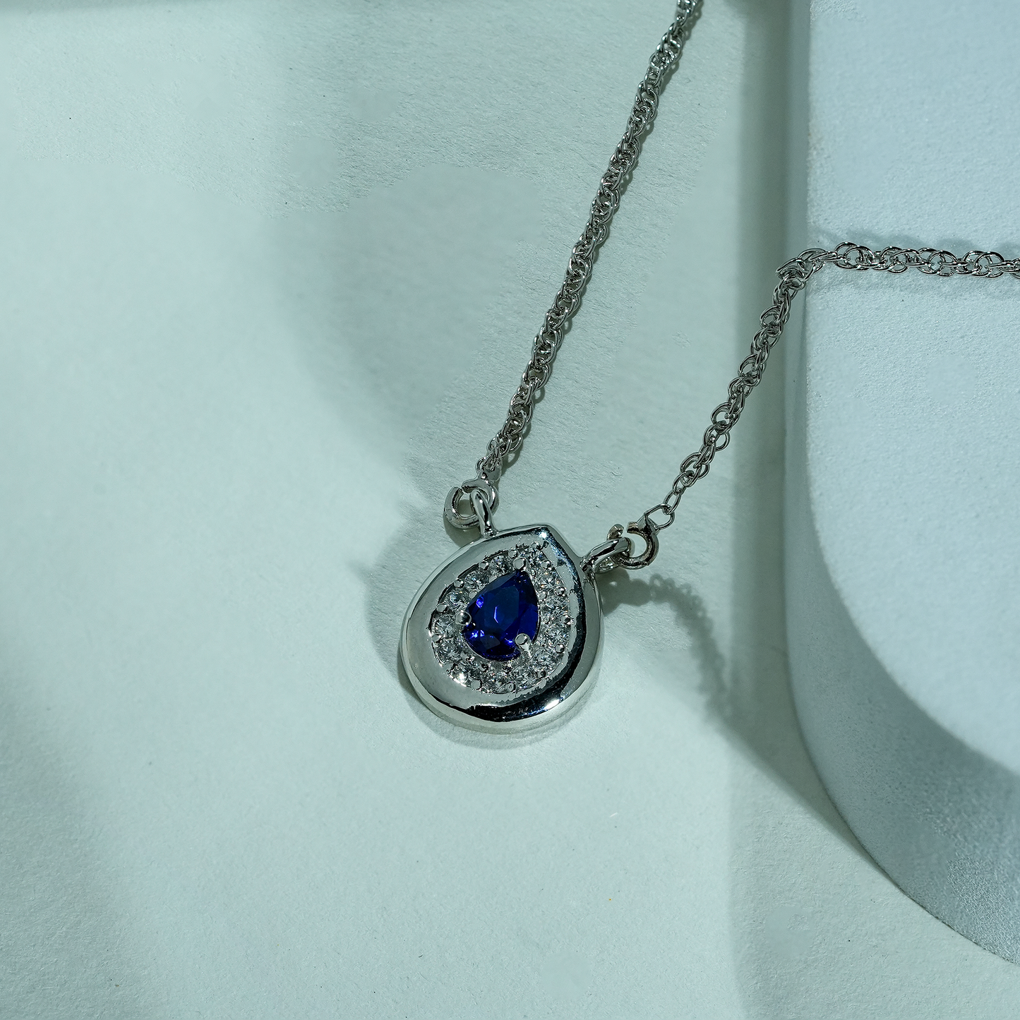 One-of-One 92.5 Silver Navy Teardrop Pendant Necklace