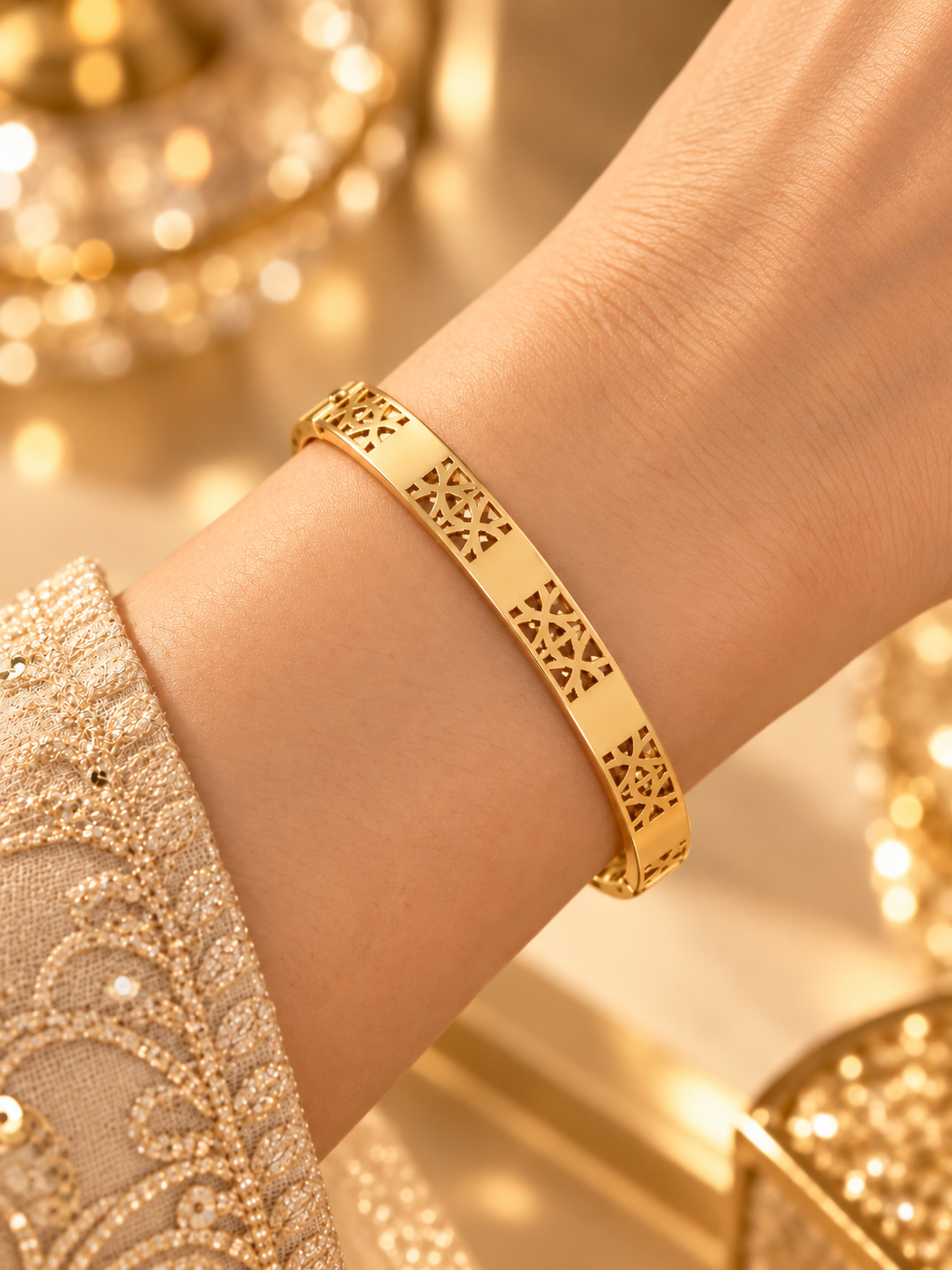 Rose Gold Cutout Geometric Bracelet for Women