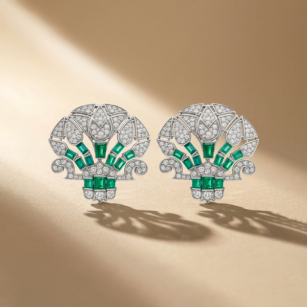 Emeraude Silver Earrings