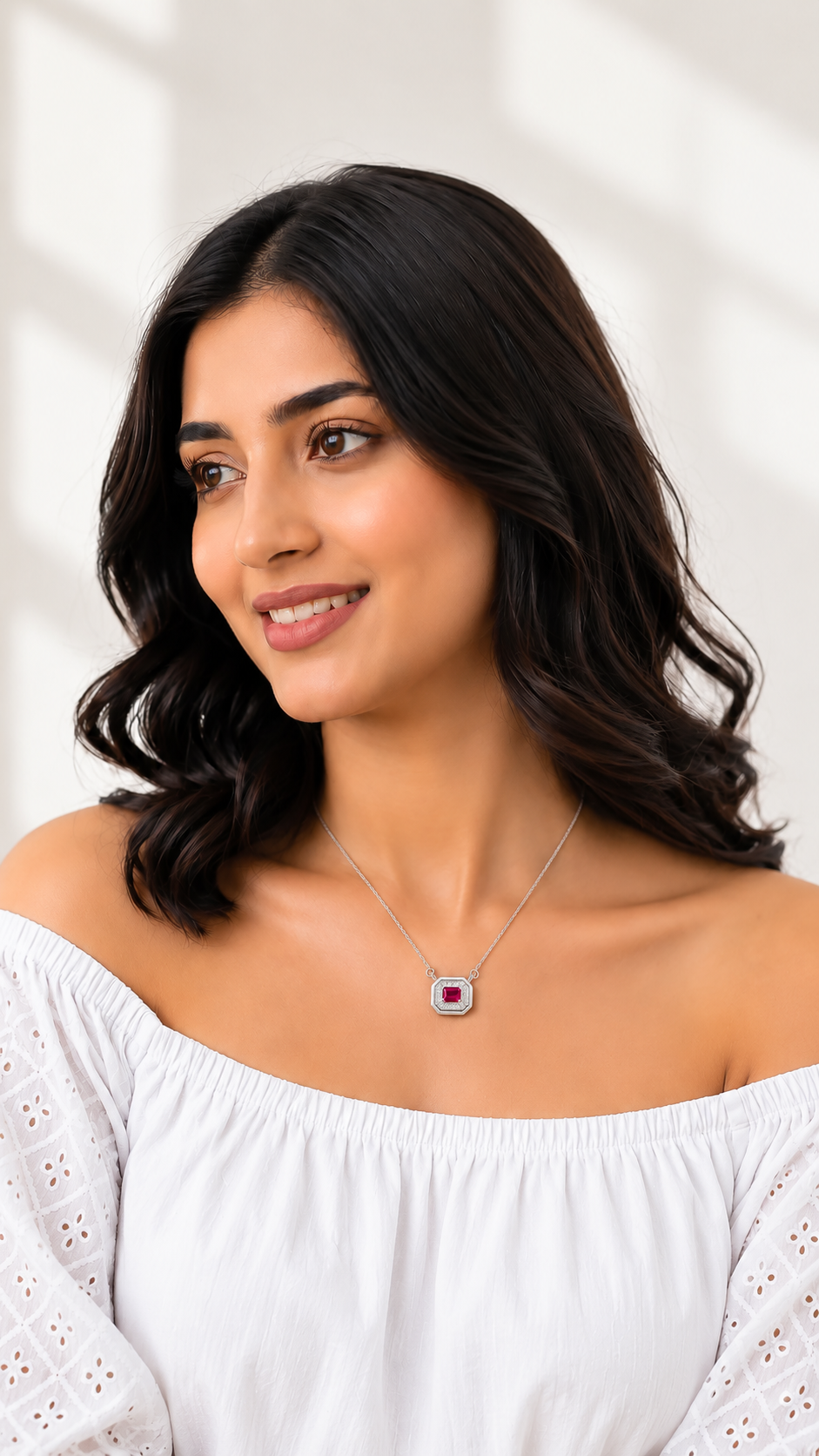 92.5 Silver One-of-One Simulant Ruby Octagonal Pendant