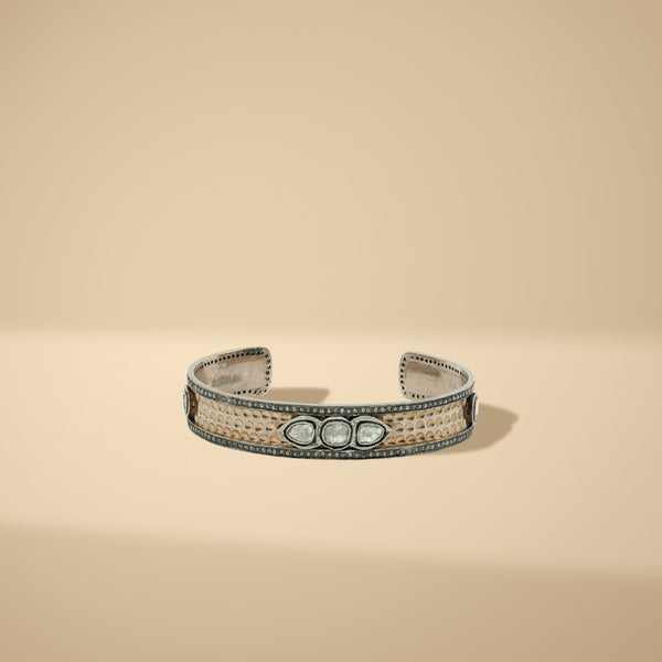 1.80 Ct Natural Diamond with Silver & Copper Hand Cuff