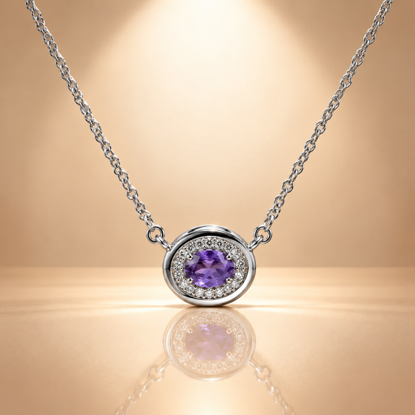 Purple Quartz Moissanite Chain Pendant for Women