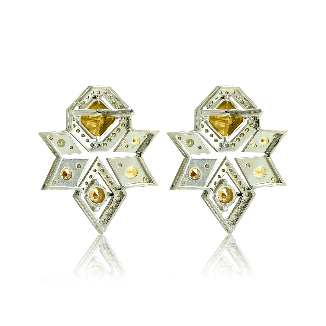 Golden Sunburst Geometric Statement Earrings